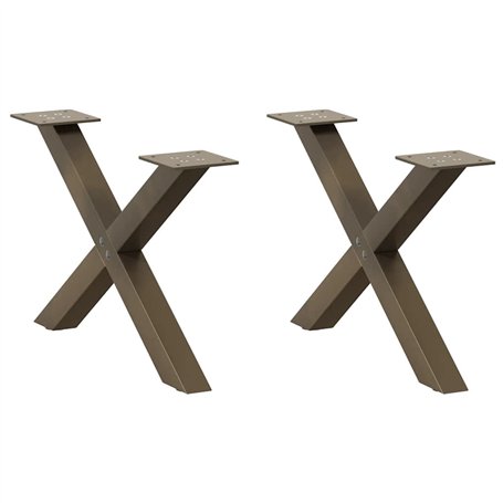 vidaXL Pieds de Table Basse Forme de X 2 pcs Acier Naturel 50x(30-31) cm Acier