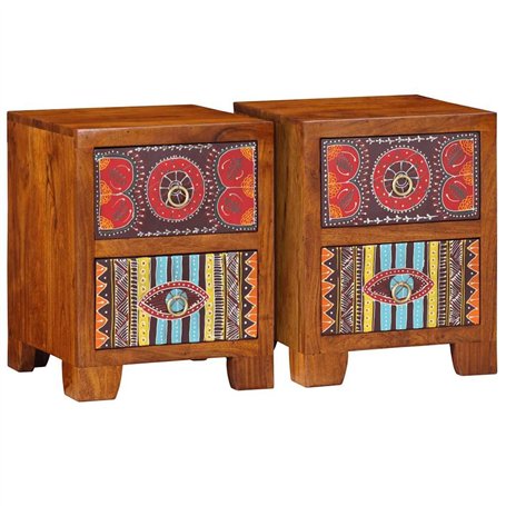 vidaXL Table de Chevet 2 pcs 35x35x45 cm Bois d'acacia Massif