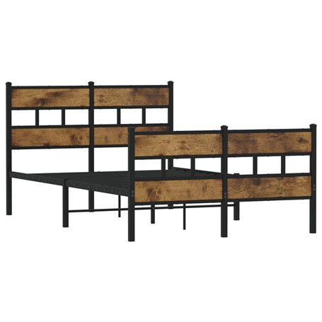 vidaXL Cadre de lit en métal sans Matelas chêne fumé 120x200 cm