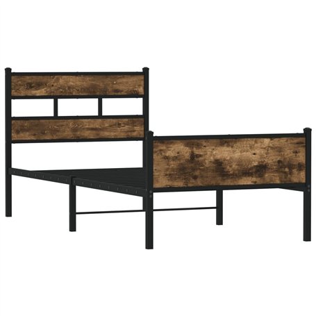 vidaXL Cadre de lit sans Matelas chêne fumé 107x203 cm Bois ingénierie