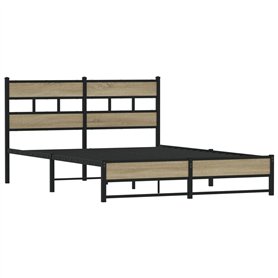 vidaXL Cadre de lit en métal sans Matelas chêne Sonoma 150x200 cm