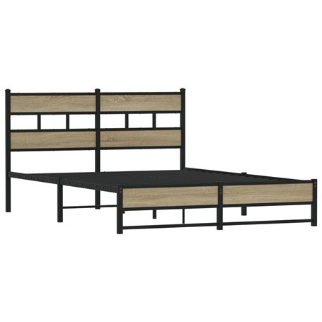 vidaXL Cadre de lit en métal sans Matelas chêne Sonoma 150x200 cm