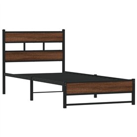 vidaXL Cadre de lit en métal sans Matelas chêne Marron 90x200 cm