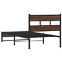 vidaXL Cadre de lit en métal sans Matelas chêne Marron 90x200 cm, lit Simple, Meuble de Chambre à Coucher, lit d'invité, lit, Ca