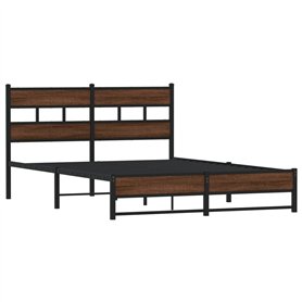 vidaXL Cadre de lit en métal sans Matelas chêne Marron 140x200 cm