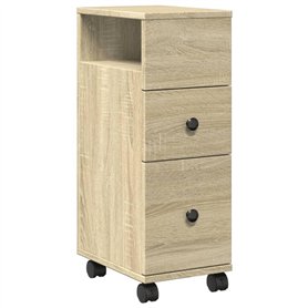 vidaXL Meuble étroit de Salle de Bain à roulettes chêne Sonoma