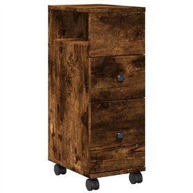 vidaXL Meuble étroit de Salle de Bain à roulettes chêne fumé