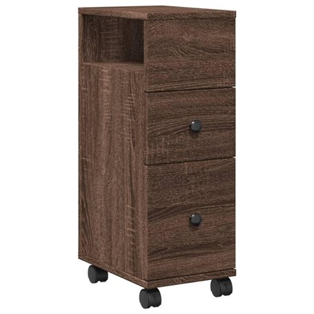 vidaXL Meuble Étroit de Salle de Bain à Roulettes Chêne Marron