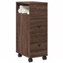vidaXL Meuble Étroit de Salle de Bain à Roulettes Chêne Marron, Rangement et Armoire Mince