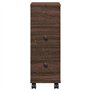 vidaXL Meuble Étroit de Salle de Bain à Roulettes Chêne Marron, Rangement et Armoire Mince