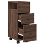 vidaXL Meuble Étroit de Salle de Bain à Roulettes Chêne Marron, Rangement et Armoire Mince