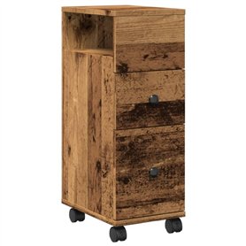 vidaXL Meuble étroit de Salle de Bain à roulettes Vieux Bois