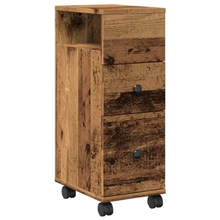 vidaXL Meuble étroit de Salle de Bain à roulettes Vieux Bois