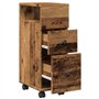 vidaXL Meuble étroit de Salle de Bain à roulettes Vieux Bois, Rangement de Salle de Bain étroite, Rangement de Salle de Bain étr