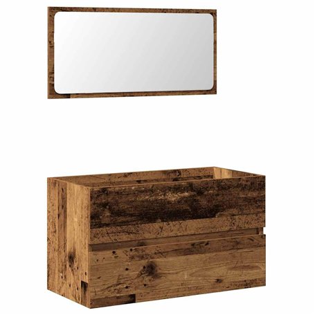 vidaXL Armoire de Salle de Bain et Miroir Vieux Bois Bois d'ingénierie