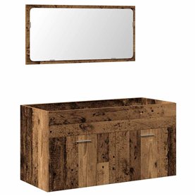 vidaXL Armoire de Salle de Bain et Miroir Vieux Bois Bois d'ingénierie