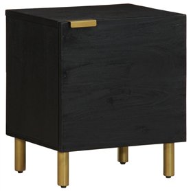 vidaXL Table de Chevet Noir 40x33x46 cm Bois de manguier Solide