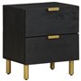 vidaXL Table de Chevet Noir 40x33x46 cm Bois de manguier Solide