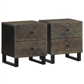 vidaXL Tables de Chevet 2 pcs Noir 40x33x46 cm Bois de manguier Solide