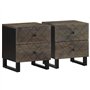 vidaXL Tables de Chevet 2 pcs Noir 40x33x46 cm Bois de manguier Solide
