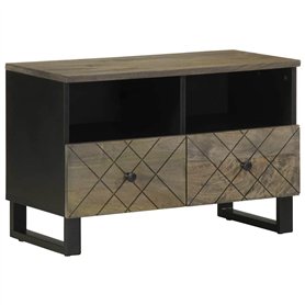 vidaXL Meuble TV Noir 70x33x46 cm Bois Massif de manguier