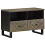 vidaXL Meuble TV Noir 70x33x46 cm Bois Massif de manguier