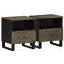 vidaXL Tables de Chevet 2 pcs Noir 40x33x46 cm Bois de manguier Solide