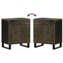 vidaXL Table de Chevet Noir 50x33x60 cm Bois de manguier Massif, Table d'appoint, Armoire de lit, Table d'appoint pour la Chambr