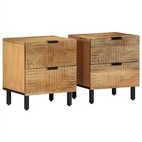 vidaXL Tables de Chevet 2 pcs 40x33x46 cm Bois de manguier Solide