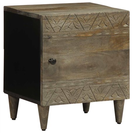 vidaXL Table de Chevet Gris Clair 40x33x46 cm Bois de manguier Solide