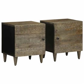 vidaXL Tables Chevet 2 pcs Gris Clair 40x33x46 cm Bois manguier Solide