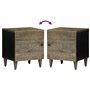 vidaXL Tables Chevet 2 pcs Gris Clair 40x33x46 cm Bois manguier Solide, Armoire de lit, Meuble de Chambre à Coucher, Table de Ch