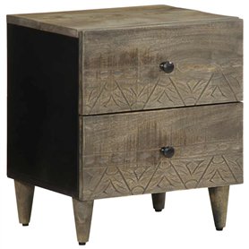 vidaXL Table de Chevet Gris Clair 40x33x46 cm Bois de manguier Solide