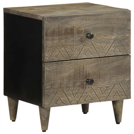 vidaXL Table de Chevet Gris Clair 40x33x46 cm Bois de manguier Solide