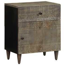 vidaXL Table de Chevet Gris Clair 50x33x60 cm Bois de manguier Massif