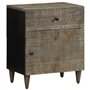 vidaXL Table de Chevet Gris Clair 50x33x60 cm Bois de manguier Massif