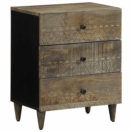 vidaXL Table de Chevet Gris Clair 50x33x60 cm Bois de manguier Massif