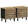 vidaXL Tables de Chevet 2 pcs Noir Bois de manguier Massif Brut