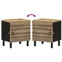 vidaXL Tables de Chevet 2 pcs Noir Bois de manguier Massif Brut, Armoire de lit, Meuble de Chambre à Coucher, Table de Chevet en