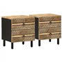 vidaXL Tables de Chevet 2 pcs Noir Bois de manguier Massif Brut