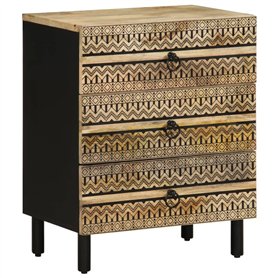 vidaXL Table de Chevet Noir 50x33x62 cm Bois de manguier Massif Brut