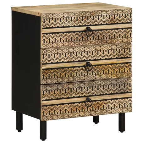 vidaXL Table de Chevet Noir 50x33x62 cm Bois de manguier Massif Brut
