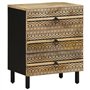 vidaXL Table de Chevet Noir 50x33x62 cm Bois de manguier Massif Brut