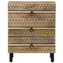 vidaXL Table de Chevet Noir 50x33x62 cm Bois de manguier Massif Brut, Armoire de lit, Meuble de Chambre à Coucher, Table de Chev
