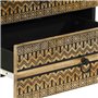 vidaXL Table de Chevet Noir 50x33x62 cm Bois de manguier Massif Brut, Armoire de lit, Meuble de Chambre à Coucher, Table de Chev