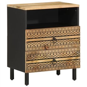 vidaXL Table de Chevet Noir 50x33x62 cm Bois de manguier Massif Brut