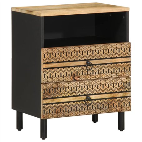 vidaXL Table de Chevet Noir 50x33x62 cm Bois de manguier Massif Brut