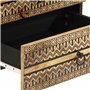 vidaXL Table de Chevet Noir 50x33x62 cm Bois de manguier Massif Brut, Armoire de lit, Meuble de Chambre à Coucher, Table de Chev