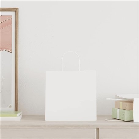 vidaXL Sacs en papier 50 pcs avec poignées blanc 26x17x25 cm