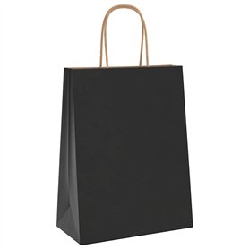vidaXL Sacs en Papier 250 pcs avec poignées Noir 21x11x28 cm